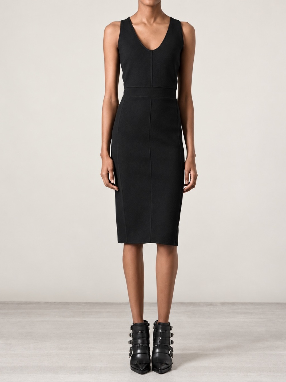 Faith Connexion Fitted Jersey Panelled Bodycon Midi Dress. LC
